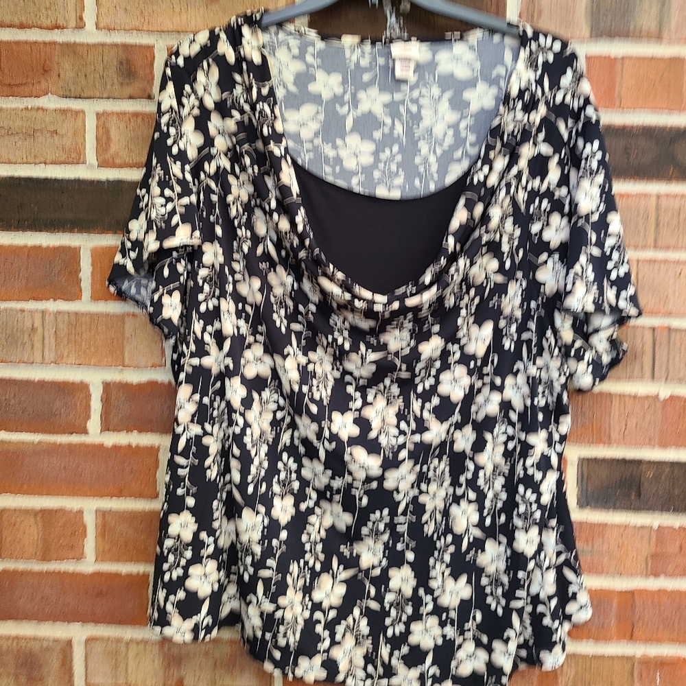 Covington Cowl Neck Print Blouse